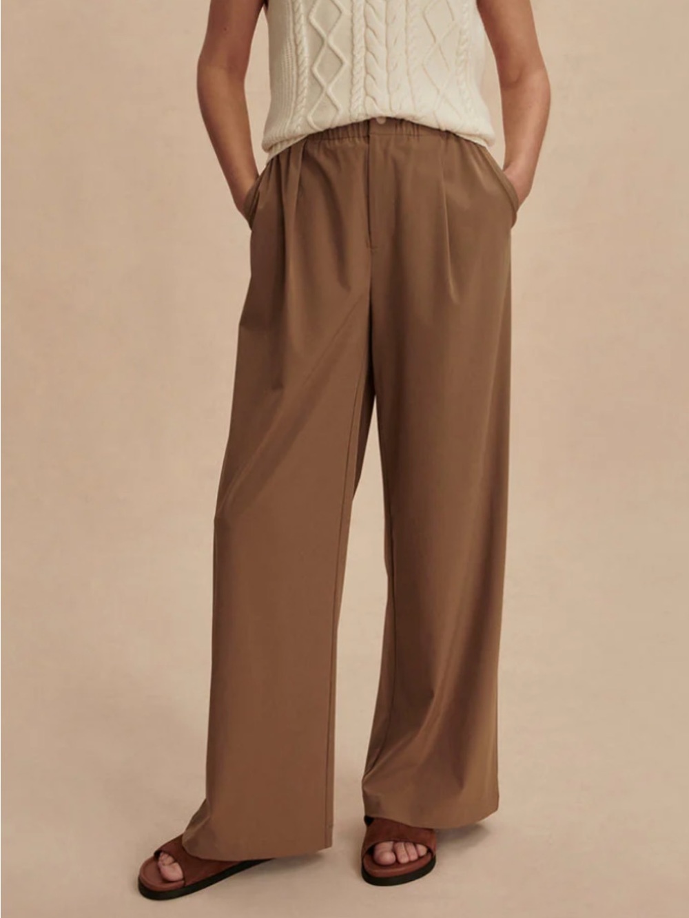 Varley NWOT Kayson 2.0 Wide Leg Pants Taupe Stone Size Small